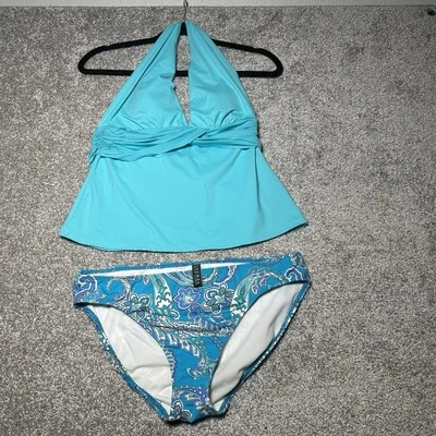 Ralph Lauren Tankini Set SZ 10 Beach Pool Vacation Paisley Blue Cruise - Image 1 of 4