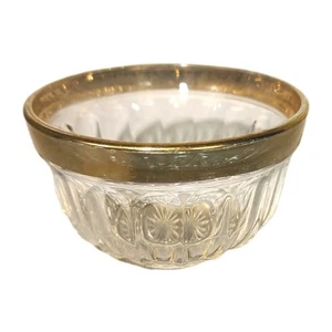 Vtg MCM Mikasa Candy Bowl Nut Dish Gold Rim Clear Glass MCM 60s Party Barware - Picture 1 of 12