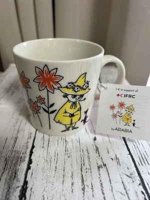 Brand new, unused Arabia + Cifrc Moomin Snufkin Day Mug, White & Red Floral - Image 1 of 4