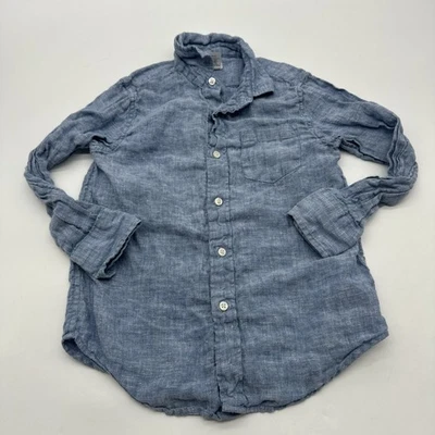 Camisa Crewcuts Abotonada Jóvenes Niños 6-7 Años Azul Bolsillo 100% Lino. #34189 Foto 1 de 4