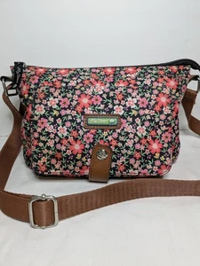 Lily Bloom Crossbody Bag Purse Pink Floral Zippers Pockets Adjustable Strap  - Picture 1 of 18