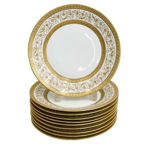 10 William Guerin Limoges vergoldete Porzellan Dessertteller um 1910 - Bild 1 von 5