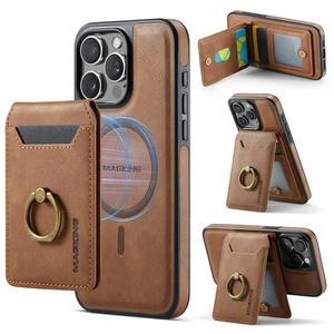 Magnetic 2in1 Ring Bracket Leather Case For Apple iPhone 16 15 14 13 12 X/XS Max - Picture 1 of 10