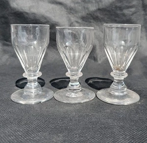 Three 19th Century Toasting Glasses ~ Slice Cut Decoration - Picture 1 of 8