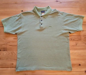 Mens Patagonia striped polo shirt sz m Green Organic Cotton - Picture 1 of 9