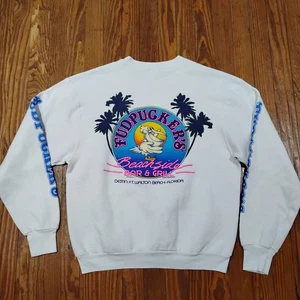 Sudadera DE COLECCIÓN Fruit Of The Loom Hombres Grande Blanca Fudpuckers Comida Florida Años 80 - Imagen 1 de 13