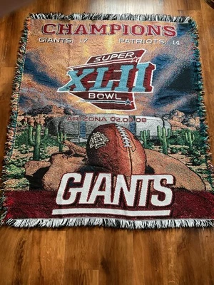 Cobertor de tecido vintage Super Bowl NY Giants Vs NE Patriots futebol 54” X 45” - Imagem 1 de 4