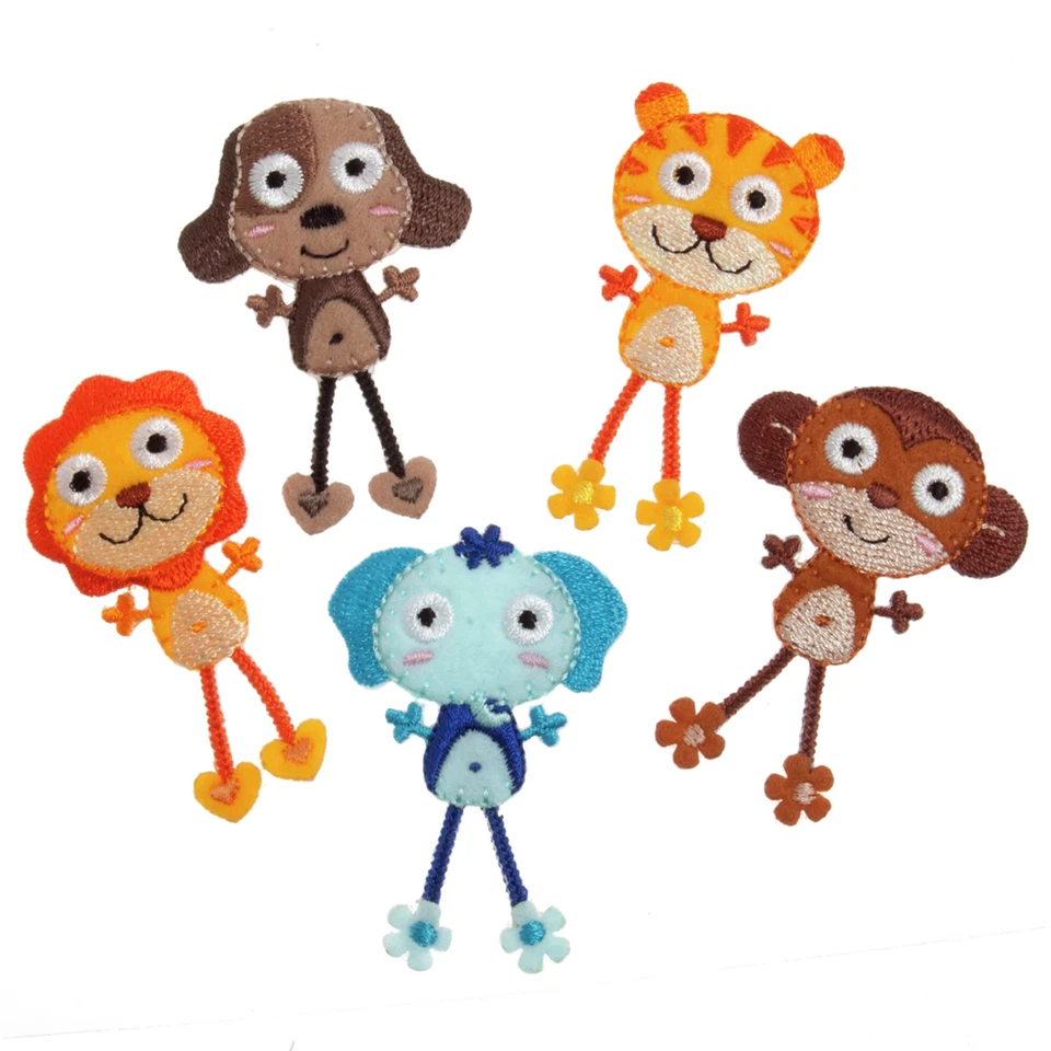 Set 5 Dangly animals - iron or sew patch appliqué embroidery - Image 1 of 1
