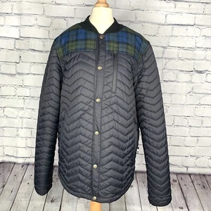 DC Snowboard Jacket Ladies Size Medium Quilted Tartan Blue Pop Button VGC - Picture 1 of 12