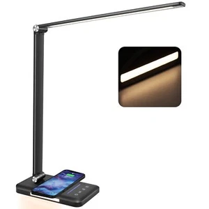 Led Desk Lamp With Night Light Fast Wireless Charger Usb Charging Port 10 Bright - Picture 1 of 9