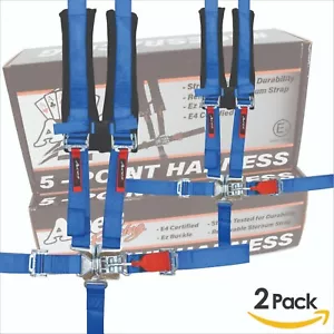 PAIR of Blue 5 Point Harnesses with 2 Inch Padding-UTVs-SxS-RZR - Picture 1 of 3