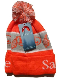 CIRQUE sachem pride orange beanie with puffball on top - Picture 1 of 5
