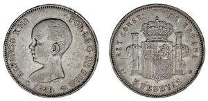 5 SILVER PESETAS / PLATA. DURO. MADRID ALFONSO XIII. 1889*. VF+/MBC+. - Imagen 1 de 1