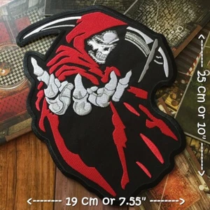 Grim Red Cloak Devil Horror Hell Iron on Embroidered Large Back patch XL  - Picture 1 of 2