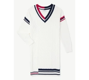 Free Assembly Girls Cable Knit Sweater Dress, Sizes L 10-12 Cloud Dancer - Picture 1 of 4