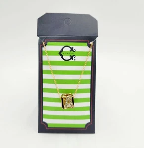 C. Wonder Women's Gold Pave Cube Initial Necklace A,J,C,P,.,E,K  NEW - Picture 1 of 9