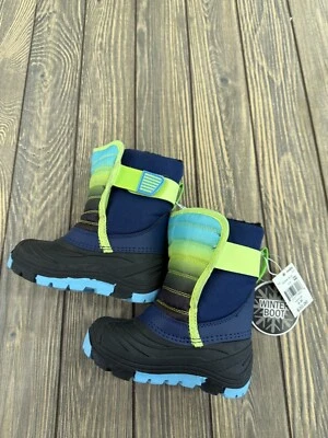 Botas de invierno Meijer para niños pequeños azul tormenta/verde impermeables aisladas talla 6 Foto 1 de 4