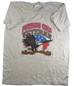 VTG Persian Gulf Vet Eagle Single Stitch T-Shirt Gray XL Harbor Light Tag - Rare - Picture 1 of 10