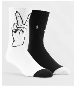 Volcom Stone Vibes Peace White Black Socks NWT - Picture 1 of 4