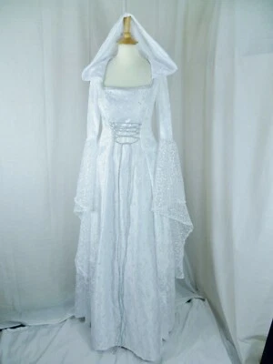 White and Silver Medieval Wedding Dress Renaissance Gown Custom made to size - Image 1 of 4
