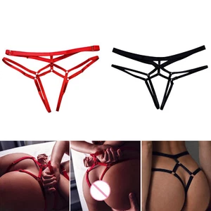 Mujeres Negro BDSM Lencería Encantadora Tanga T-Back Bragas Tirantes Arnés Corporal - Imagen 1 de 19