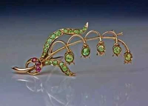 2Ct Round Cut Green Peridot Womens Lab Created Brooch Pin 14k Rose Gold Plated - Picture 1 of 10