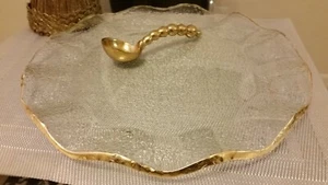New Hand-Crafted Gold-Edged Glass Platter/Charger Plate 13"D - Picture 1 of 2