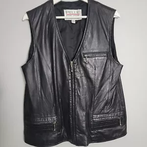 Wilsons Leather Pelle Studio Zip Womens Black Soft Leather Vest Large - Picture 1 of 6