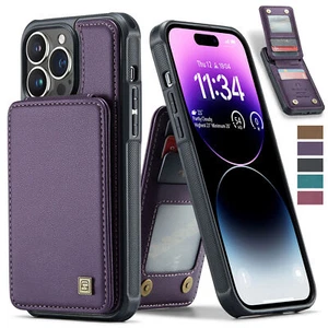 For iPhone 15 16 Pro Max 14 13 12 Wallet Leather Case RFID Blocking Card Holder - Picture 1 of 17