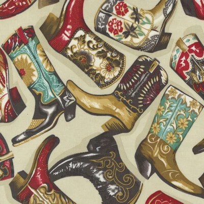 Quilting Patchwork Sewing Moda Saddle Ranch Boots 50x55cm FQ - Image 1 of 3