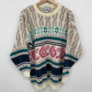Vintage 80s Sweater Jumper Medium Oversize Chunky Artsy Boho Grunge Indie USA - Picture 1 of 12