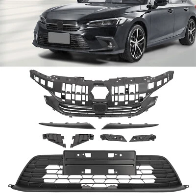 For Honda Civic 2022-2024 Front Bumper Upper & Lower Grille W/Eyelid Molding Set - Image 1 of 4