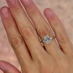 Verlobungsringe 14 Karat Gelbgold Lab Grown Oval 1,90 Karat IGI Zertifiziert ... - Bild 1 von 10