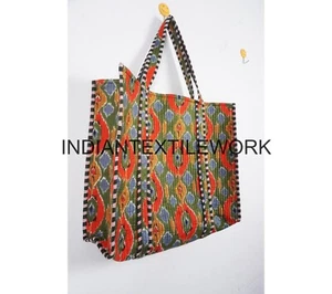 Hand Block Ikat Print Quilted Tote Bag Indian Handmade Shoulder Hand Bag TB-76 - Bild 1 von 5