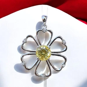 Natural 35 Ct Yellow Sapphire Pendant in 925 Silver - Certified Jewellery MG005 - Picture 1 of 5