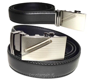 Cinturón Hombre Cuero Vestido Cinturón con Bloqueo Automático Hebilla Deslizante 38 in Longitud Cinturón Nuevo - Imagen 1 de 12