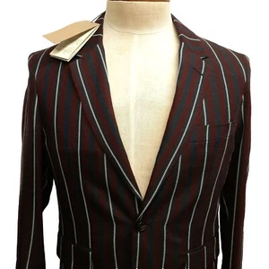NWT Burberry SZ US 36 EU 48 Short Burgundy Navy Stripe Sport Coat Blazer Jacket - Picture 1 of 11