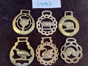 6 VINTAGE BRASS HORSE SADDLE MEDALLIONS/ORNAMENTS - Picture 1 of 8