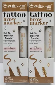 2PK The Crème Shop Tattoo Brow Marker Light Brown NEW 12Hour Wear - Picture 1 of 2