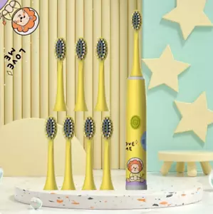 Elektrische Zahnbürste für Kinder. Mit Cartoon-Figuren. | Gelb mit 8 Köpfen - Bild 1 von 10