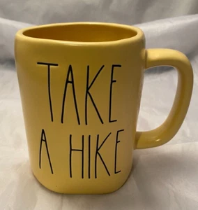 Rae Dunn Take A Hike Large Matte Yellow Ceramic Coffee Mug Artisan Collection - Picture 1 of 7