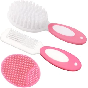 3-Piece Baby Hair Brush Set for Newborn Soft Goat Bristles for Cradle Cap - Picture 1 of 5