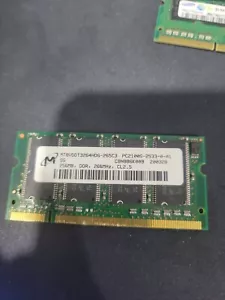 Micron 256Mb 333Mhz PC2700 200pin DDR1 SODIMM laptop memory RAM (4188) - Picture 1 of 1