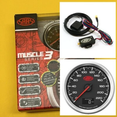 SAAS Muscle 3 SG32632 Speedometer + GPS antanae 220 KPH In dash 80mm 3-1/8" - Image 1 of 4