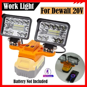 Cordless Dual Head LED Work Light For Dewalt 18V 20V Lithium Battery Outdoor US - Picture 1 of 13