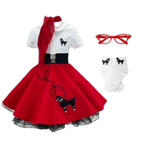Hip Hop 50s Shop Girls 7pc Poodle Skirt Halloween or Dance Costume Set  - Picture 1 of 17