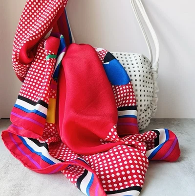 Vintage 80s Magid Silk Scarf by Casca Pop Art Floral Polka Dot Bold Retro NWT - Image 1 of 4