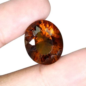 Cuarzo coñac superior natural sin calefacción corte cóncavo ovalado 8,95 quilates 15x13 mm mm piedras preciosas - Imagen 1 de 14