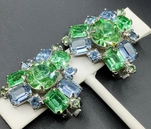 Orecchini Kramer con strass spettacolari verdi e blu - Foto 1 di 5