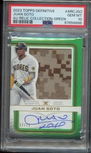 2023 Topps Definitive Juan Soto - Auto Relic Green /25 - PSA 10 GEM MT - Picture 1 of 2
